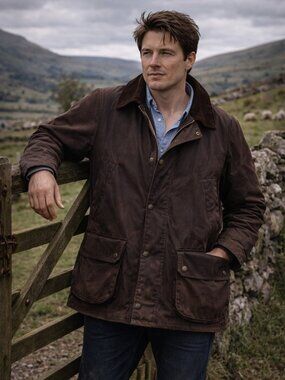 VTG Barbour Beaufort A190 Waxed Jacket Brown C40 England Classic Hunting Coat